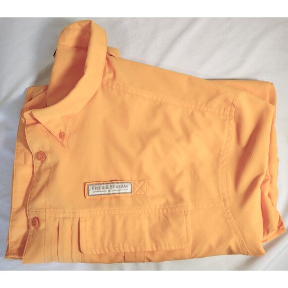 Field & Stream Mens Fisherman Shirt Size XXL Orange Short Sleeve Button Front - Picture 9 of 12
